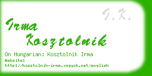 irma kosztolnik business card